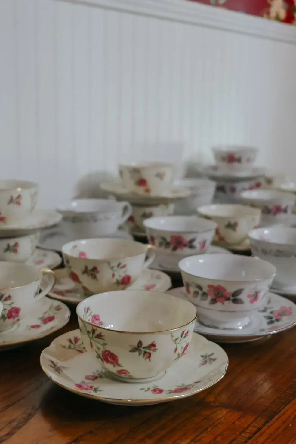 Tea service on rustic table at L & D Farms